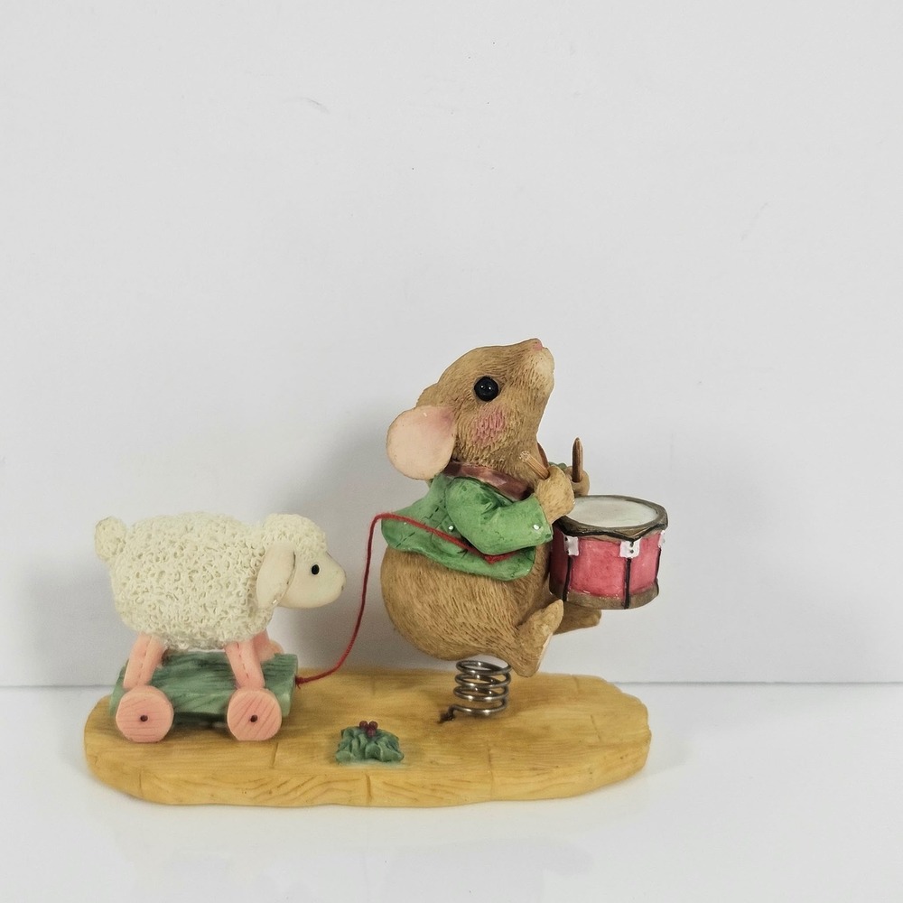Enesco Priscilla's Mouse Tales I'll Play My Drum For Him Figurine 178721 1996